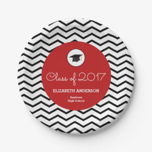 Assiettes En Carton Classe personnalisée du diplômé 2017 de rouge d