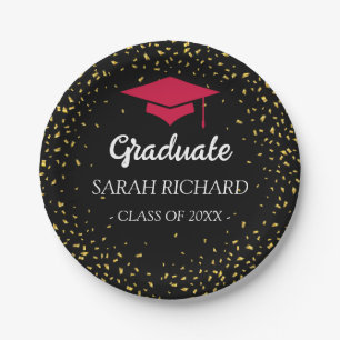 Assiettes En Carton Classe Photo De Graduation Rouge Et Noir De 2025