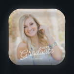 Assiettes En Carton Classe photo de script moderne de 2025 Graduation<br><div class="desc">Cette plaque de papier de fête de remise de diplômes comporte une photo carré qui remplit l'assiette entière et est accentuée avec du texte de script moderne au-dessus de la photo. Personnalisez avec le nom du diplômé et l'année de fin d'études.</div>