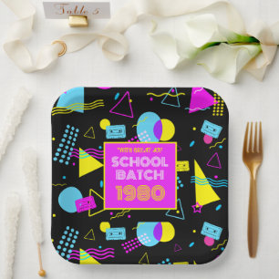 Assiettes En Carton Classe Reunion Retro School 80's Style