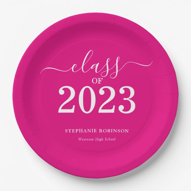 Assiettes En Carton Classe rose de 2023 Graduation Party (Devant)