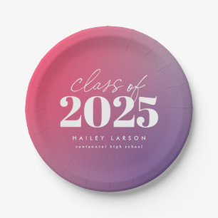 Assiettes En Carton Classe tendance de 2024 Pink Gradient Graduation