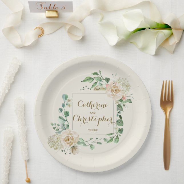 Assiettes En Carton Classic Automne Boho hiver Mariage Floral (Mariage)