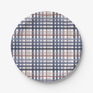 Assiettes En Carton Classic Blue Burgundy Plaid