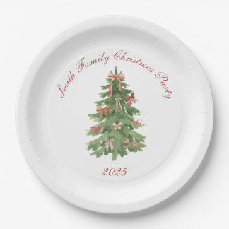 Assiettes En Carton Classic Bow Tree Family Christmas Party Holiday