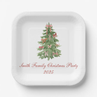 Assiettes En Carton Classic Bow Tree Family Christmas Party Holiday