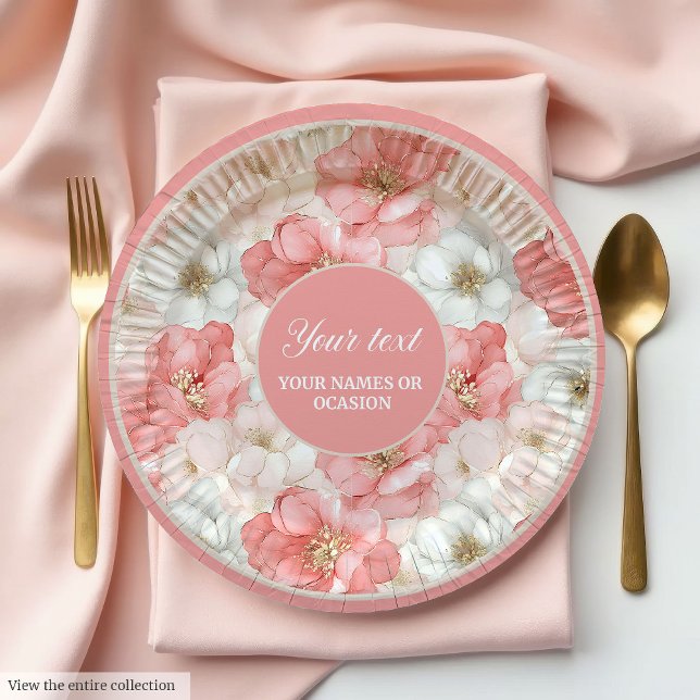 Assiettes En Carton Classic dusty pink and gold 80th birthday plate (Classic dusty pink and gold 80th birthday plate)