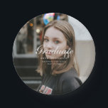 Assiettes En Carton Classic Elegant Script Graduation Party Full Photo<br><div class="desc">Classic Elegant Script Graduation Party Full Photo Paper Plates. Minimalistic and elegant graduation party paper plates,  designed with script lettering. Customize with a graduation photo,  graduate's name,  year of graduation,  and high school,  college or university name.</div>