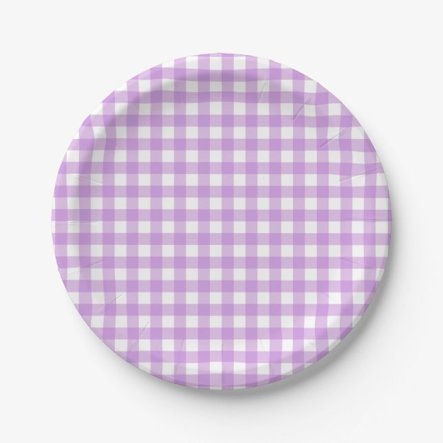 Assiettes En Carton Classic En vichy Vérifier Plaid Motif Pastel Purpl (Devant)
