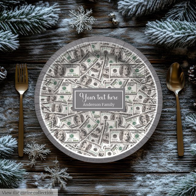 Assiettes En Carton Classic funny gift dollar pattern personalized (Funny gift modern dollar pattern personalized wrap)