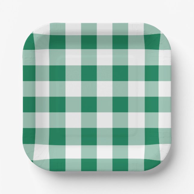 Assiettes En Carton Classic Green Gingham Seamless Pattern (Recto)