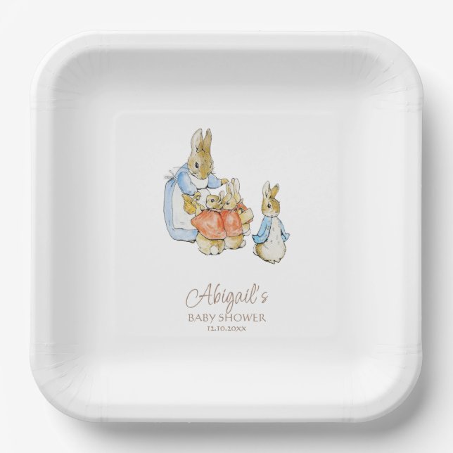 Assiettes En Carton Classic Pierre le Baby shower lapin (Recto)