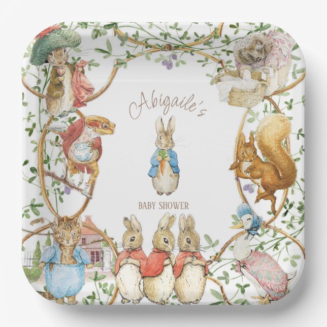 Assiettes En Carton Classic Pierre le Baby shower lapin (Recto)