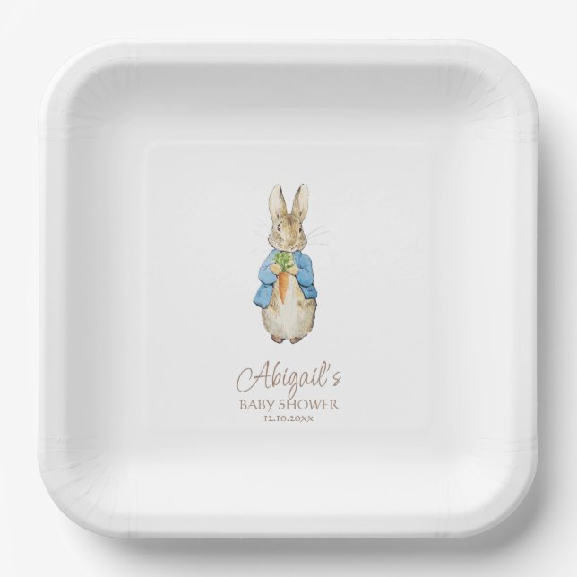 Assiettes En Carton Classic Pierre le Baby shower lapin (Recto)