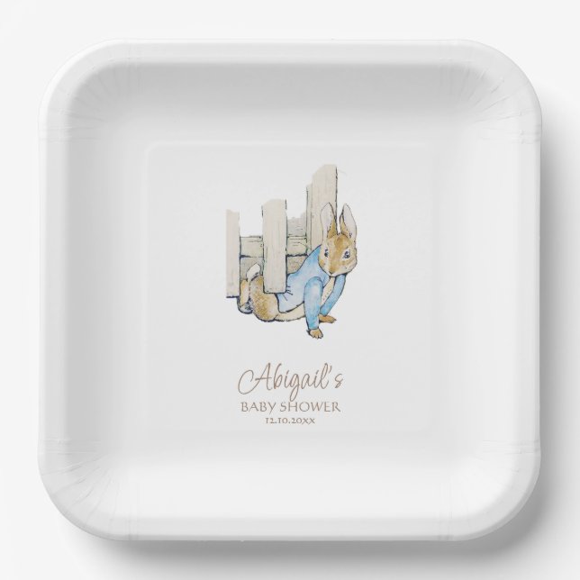 Assiettes En Carton Classic Pierre le Baby shower lapin (Recto)