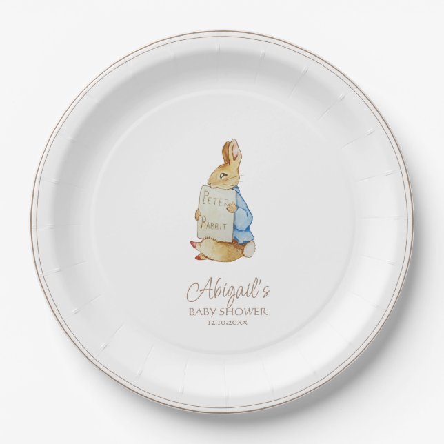 Assiettes En Carton Classic Pierre le Baby shower lapin (Devant)