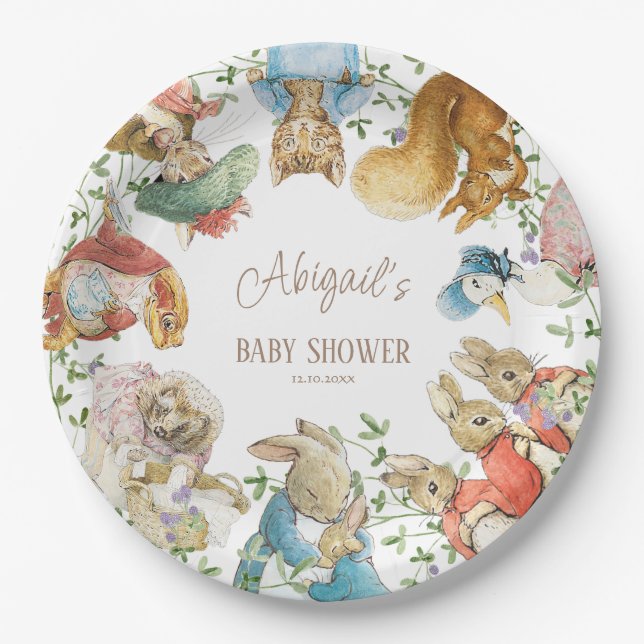 Assiettes En Carton Classic Pierre le Baby shower lapin (Devant)