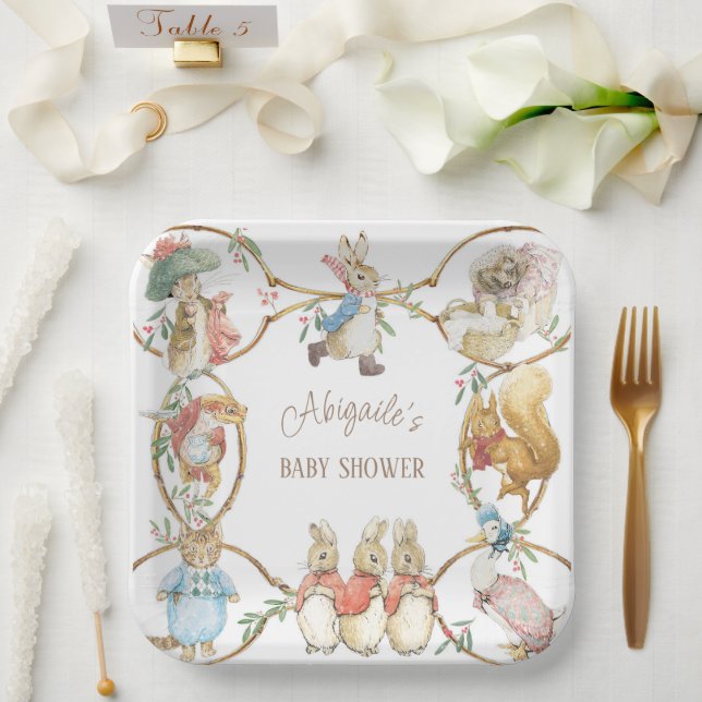 Assiettes En Carton Classic Pierre le lapin Baby shower d'hiver (Mariage)