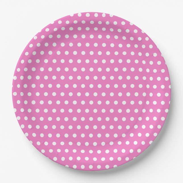 Assiettes En Carton Classic Pink and White Polka Dot Party (Devant)