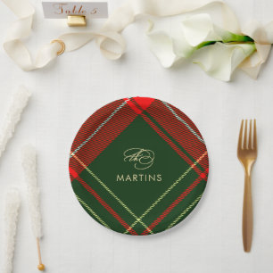 Assiettes En Carton Classic Plaid Nom personnalisé Noël