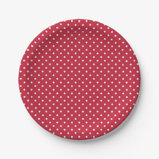 Assiettes En Carton Classic Polka Dot White - Cherry Red