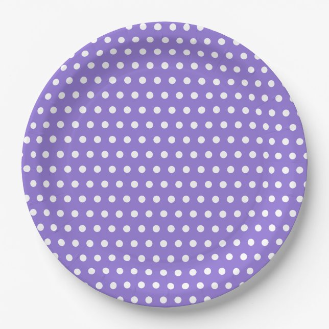 Assiettes En Carton Classic Purple and White Polka Dot Party (Devant)