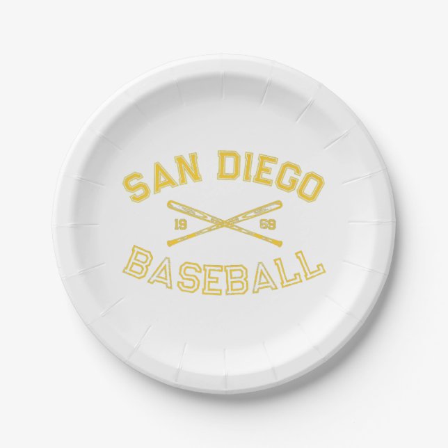 Assiettes En Carton Classic San Diego California Baseball Fan Retro Vi (Devant)