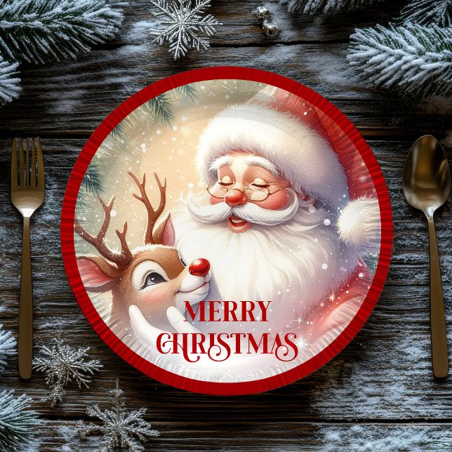 Assiettes En Carton Classic Santa Cartoon Kids Christmas Party Paper P (Classic Santa Cartoon Kids Christmas Party Paper Plates

)