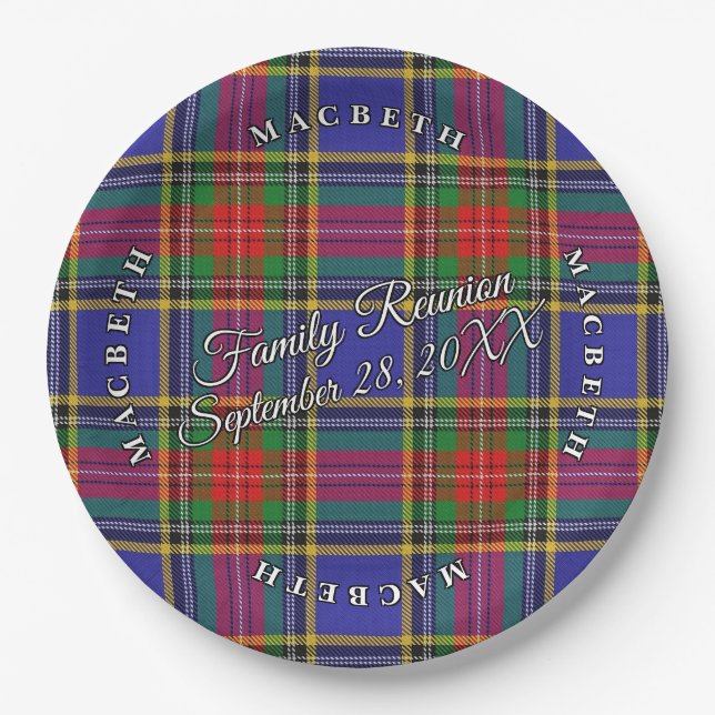 Assiettes En Carton Classic Scots Clan MacBeth Tartan Event (Devant)