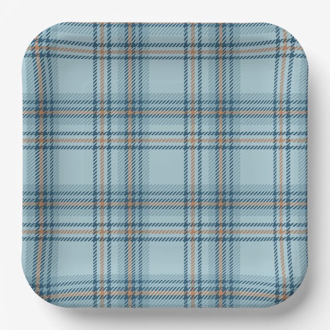 Assiettes En Carton Classic Tartan Plaid Teddy Bear, Baby Boy Shower (Recto)