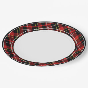 Assiettes En Carton Classique Chic Rouge Noir Jaune Blanc Tartan Motif