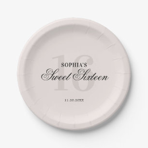Assiettes En Carton Classique Élégant Rose Sweet 16