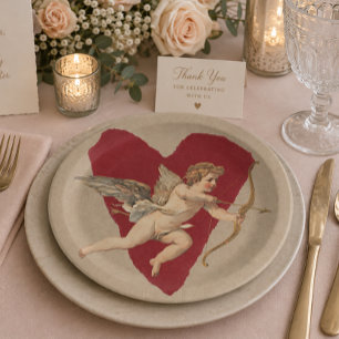 Assiettes En Carton Classiques de romance audacieuse Cœur rouge ange a