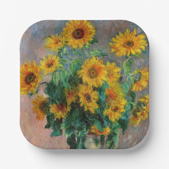 Assiettes En Carton Claude Monet - Bouquet de tournesols (Recto)