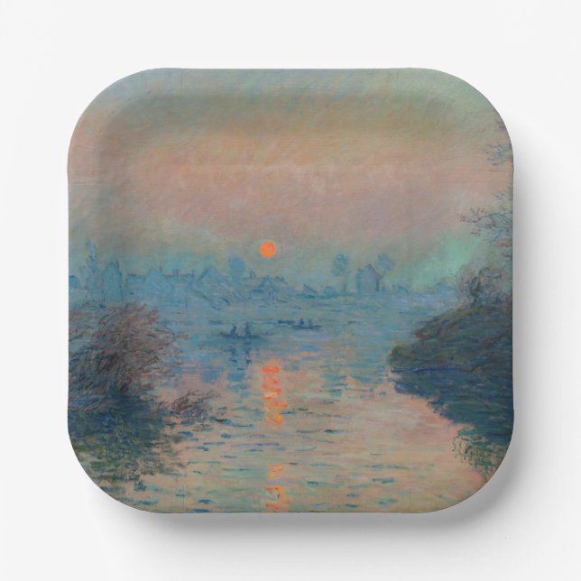 Assiettes En Carton Claude Monet - Coucher de soleil sur la Seine à La (Recto)