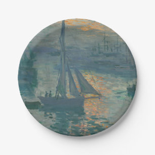 Assiettes En Carton Claude Monet Lever de soleil Marine Voilier Impres