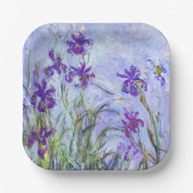 Assiettes En Carton Claude Monet - Lilac Irises / Iris Mauves (Recto)