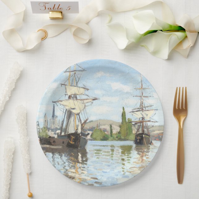 Assiettes En Carton Claude Monet. Navires à cheval sur la Seine à Roue (Mariage)