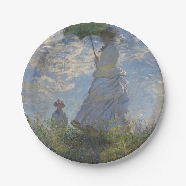 Assiettes En Carton Claude Monet Une femme avec un parasol (Devant)