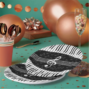 Assiettes En Carton Clé de note musicale élégante et touches de piano