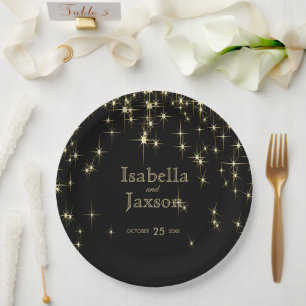 Assiettes En Carton Clé noir et or Starlights