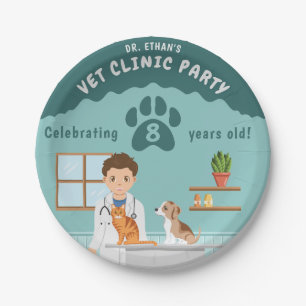 Assiettes En Carton Clinique vétérinaire garçon Hôpital animal Anniver