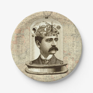 Assiettes En Carton Clocage Cerveau STEAMPUNK vintage