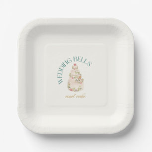 Assiettes En Carton Cloches de mariage et gâteau   Gâteaux Desserts Ap