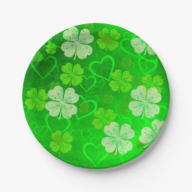 Assiettes En Carton Clovers et Coeurs (Devant)