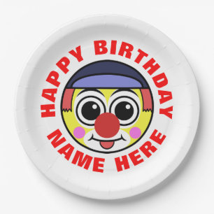 Assiettes En Carton Clown personnalisé d'anniversaire