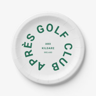 Assiettes En Carton Club Après Golf Forest Green Golfeurs Crest Social