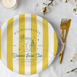 Assiettes En Carton Club Cocktail d'été | Bachelorette<br><div class="desc">Jaunes clairs, verts et oranges sont le nom de ce jeu d'été préppy-ish. Pensez aux serviettes de plage rayées et lumineuses posées sur une plage de sable blanc. Doté de rayures estivales lumineuses, d'élégantes ombres en feuilles de palmier et de façades modernes et élégantes. Ajoutez votre libellé personnalisé à cette...</div>