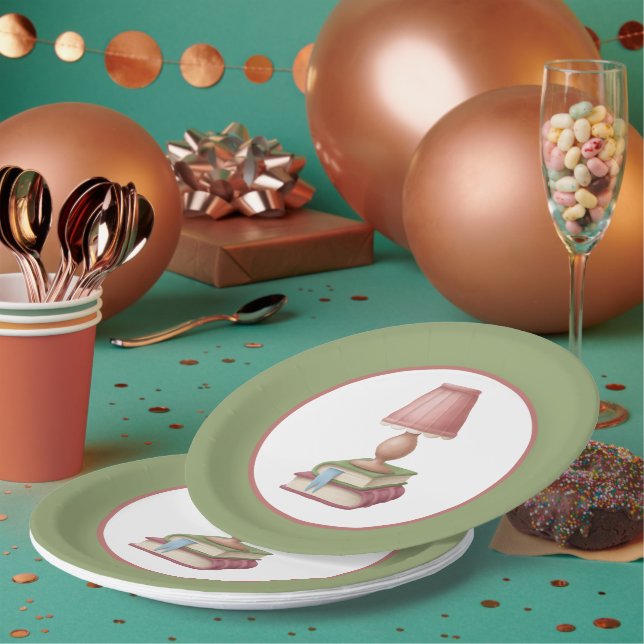Assiettes En Carton club de lecture mignon (Multi)