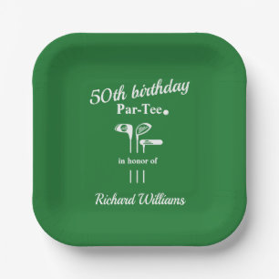 Assiettes En Carton Clubs de golf Par-Tee Vert Blanc Hommes 50e Annive